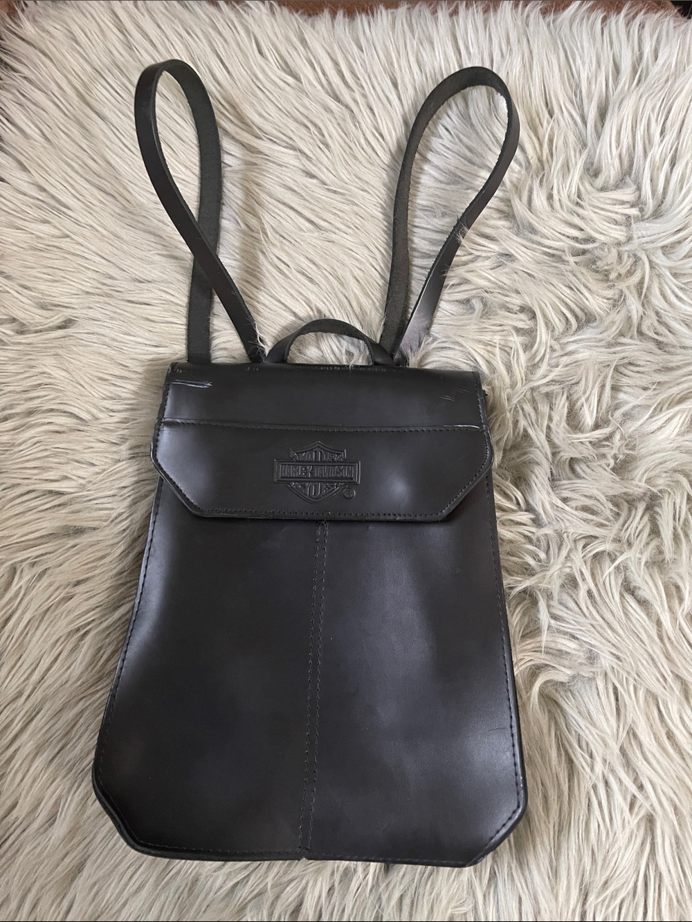 Harley-Davidson Black Leather Backpack - Picture 1 of 7